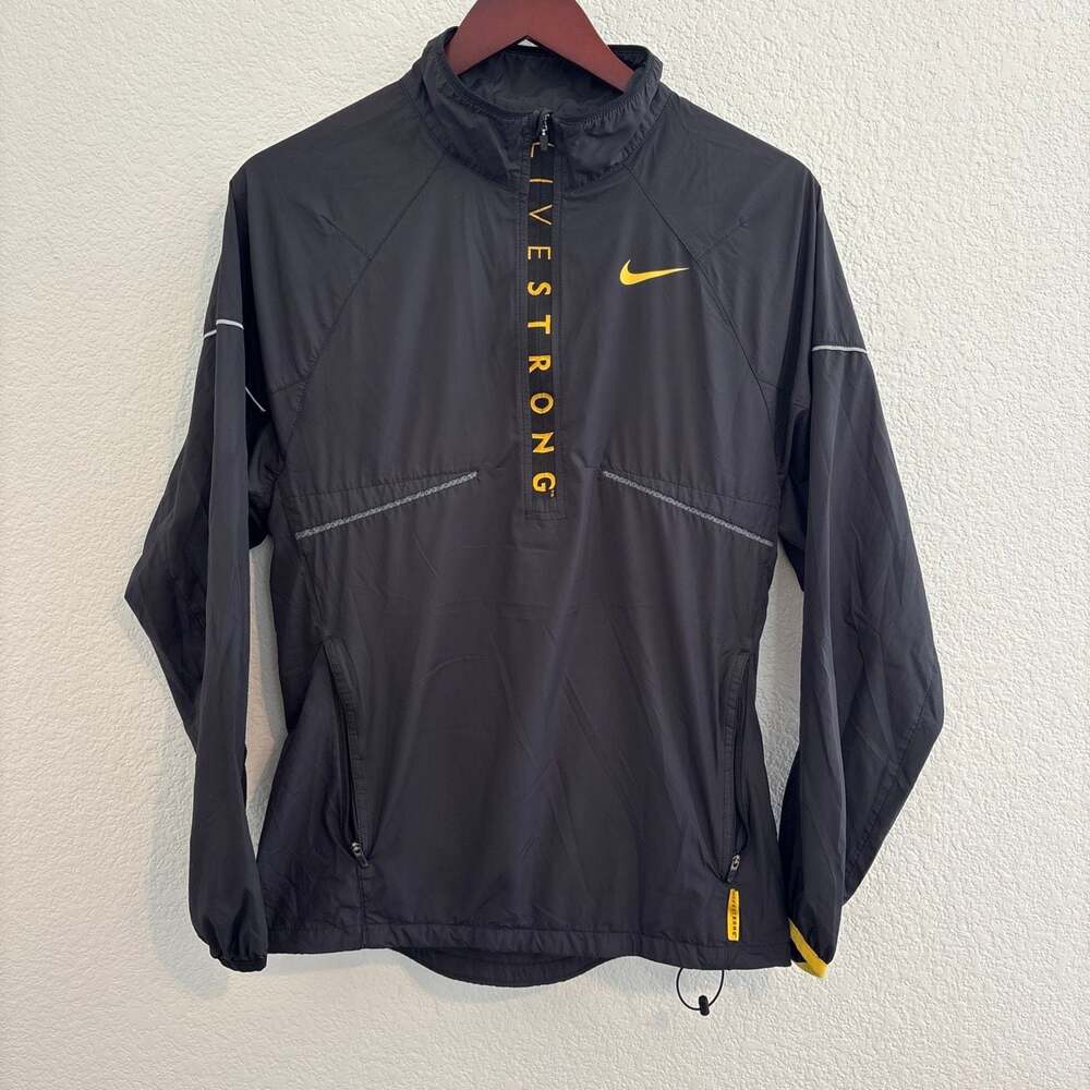 Nike Livestrong Black Quarter Zip Running Windbreaker Jacket Men's Size Small
